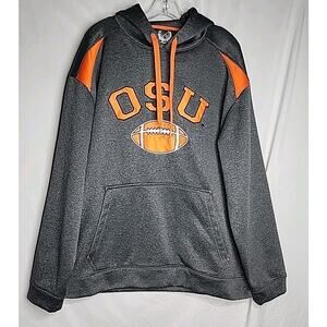OSU Football Hooded Gray Pullover Sweatshirt Men's XXL Orange Logo
